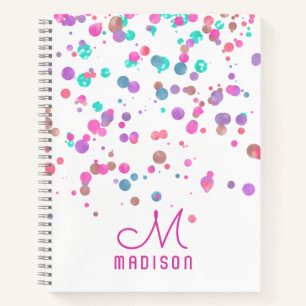 Carnet Monogramme de confettis pailletés et métallisés de