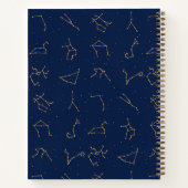 Carnet Monogramme de constellations de Zodiac bleu or et  (Dos)