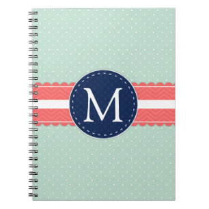 Carnet Monogramme de corail en bon état de bleu marine de