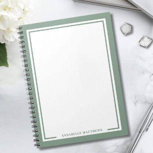 Carnet Monogramme de couleur vert sauge