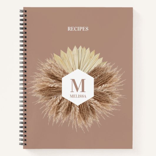 Carnet Monogramme de couleurs neutres rustiques chaudes (Devant)