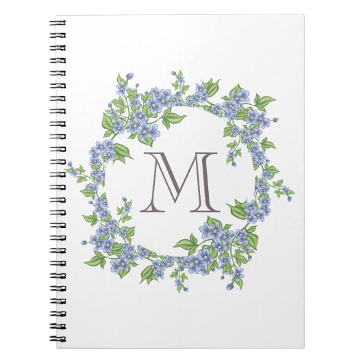 Carnet Monogramme de couronne florale (Devant)