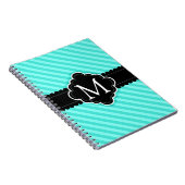 Carnet Monogramme de coutume de noir de motif de rayures (Côté Droit)