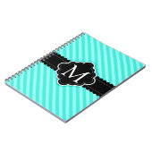 Carnet Monogramme de coutume de noir de motif de rayures (Côté gauche)