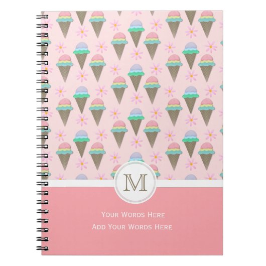 Carnet Monogramme de crème glacée (Devant)