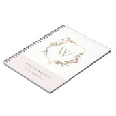 Carnet Monogramme de crête de Fleur sauvage rose pâle (Côté gauche)