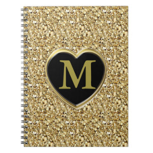 Carnet Monogramme de cristal Druzy - or métallique