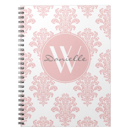 Carnet Monogramme de Damas rose Fille (Devant)