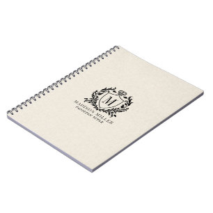Carnet Monogramme de défilement de blason royal noir en l