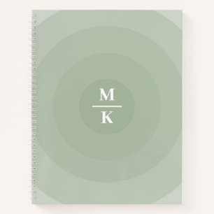 Carnet Monogramme de dégradé circulaire minimaliste vert