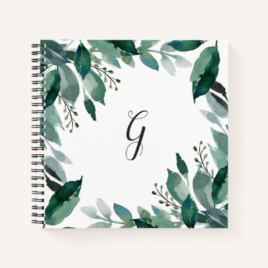 Carnet Monogramme de feuillage abondant (Devant)