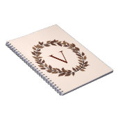 Carnet Monogramme de feuille d'automne Nom initial Design (Côté Droit)