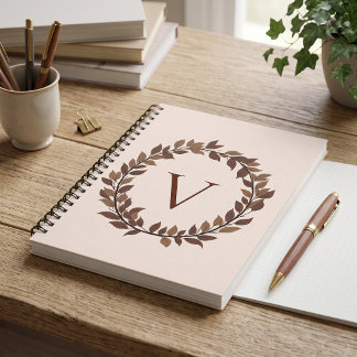 Carnet Monogramme de feuille d'automne Nom initial Design