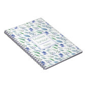 Carnet Monogramme de feuilles bleues et vertes à l'aquare (Côté Droit)