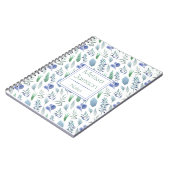 Carnet Monogramme de feuilles bleues et vertes à l'aquare (Côté gauche)