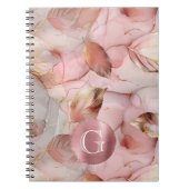 Carnet Monogramme de Feuilles d'or rose pâle (Devant)