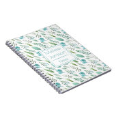 Carnet Monogramme de feuilles vertes et bleues sarcelle à (Côté Droit)