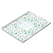 Carnet Monogramme de feuilles vertes et bleues sarcelle à (Côté gauche)