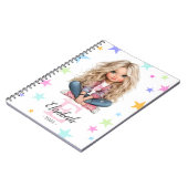 Carnet Monogramme de fille Toute initiale et nom (Côté gauche)
