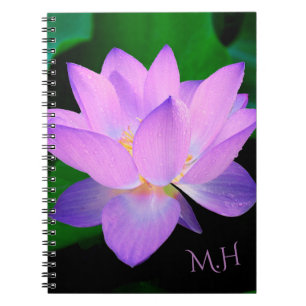 Carnet Monogramme de fleur de lotus élégant
