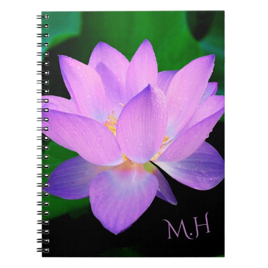 Carnet Monogramme de fleur de lotus élégant (Devant)