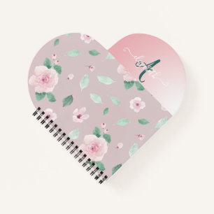 Carnet Monogramme de fleurs à l'aquarelle chic