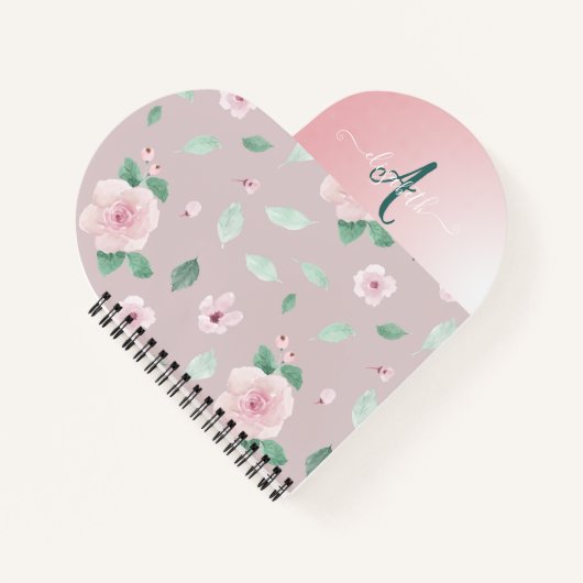 Carnet Monogramme de fleurs à l'aquarelle chic (Devant)