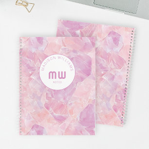 Carnet Monogramme de glam rose moderne marbre de pierre d
