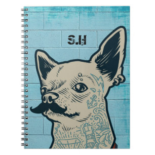 Carnet Monogramme de graffiti Mustache Chihuahua
