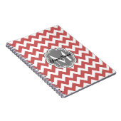 Carnet Monogramme de gris fleuri rouge indien Chevron (Côté Droit)