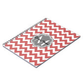 Carnet Monogramme de gris fleuri rouge indien Chevron (Côté gauche)