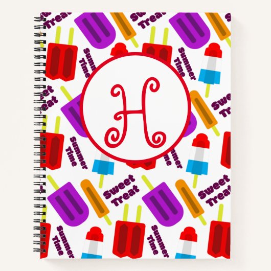 Carnet Monogramme de la barre de jus congelée en été (Devant)