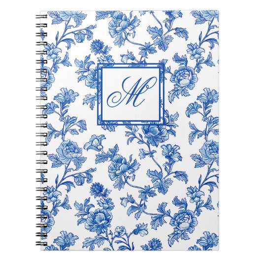 Carnet Monogramme de la Chinoiserie Bleu et Blanc (Devant)
