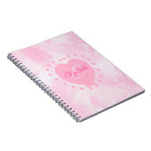 Carnet Monogramme de la fille Nom initial Pink Heart Aqua (Côté Droit)