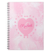 Carnet Monogramme de la fille Nom initial Pink Heart Aqua (Devant)