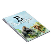 Carnet Monogramme de la jungle de chimpanzé de gorille pe (Côté Droit)
