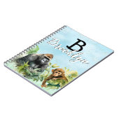 Carnet Monogramme de la jungle de chimpanzé de gorille pe (Côté gauche)