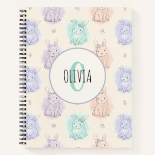 Carnet Monogramme de lapins de croquis enjoués