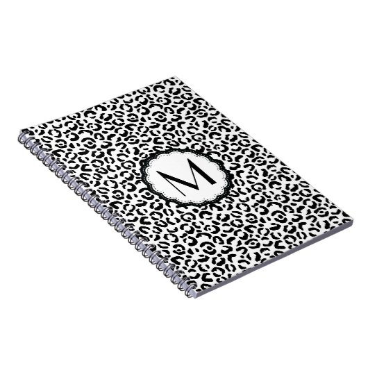 Carnet Monogramme de léopard noir et blanc (Côté Droit)