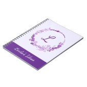 Carnet Monogramme de lettre initiale floral violet élégan (Côté gauche)