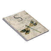 Carnet Monogramme de libellule Vintage rustique (Côté Droit)