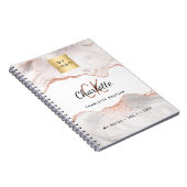 Carnet Monogramme de logo en agate or rose élégant entrep (Côté Droit)