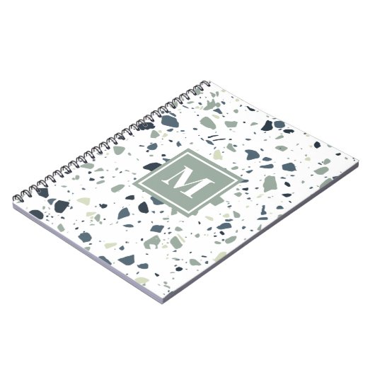 Carnet Monogramme de marbre bleu moderne Terrazzo (Côté gauche)