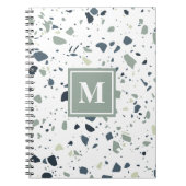 Carnet Monogramme de marbre bleu moderne Terrazzo (Devant)