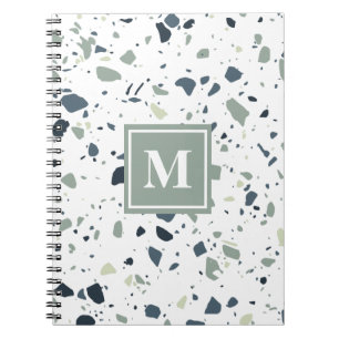 Carnet Monogramme de marbre bleu moderne Terrazzo