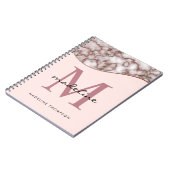 Carnet Monogramme de marbre or Rose brut moderne (Côté gauche)