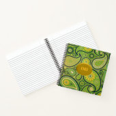 Carnet Monogramme de marguerite verte et jaune rétro (Intérieur)