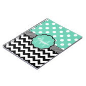 Carnet Monogramme de menthe Pois noire Chevron (Côté gauche)