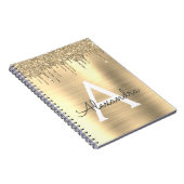 Carnet Monogramme de métal brossé pailleté or (Côté Droit)