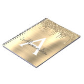 Carnet Monogramme de métal brossé pailleté or (Côté gauche)